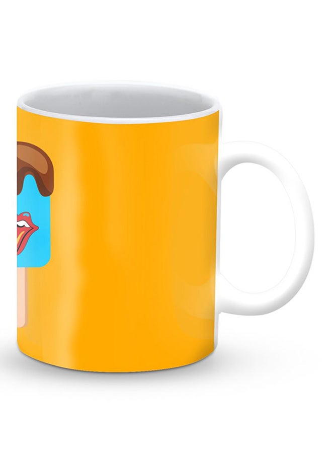 Stylizedd Premium Lick Lick Designer Mug Yellow/Blue/Brown - Image 2