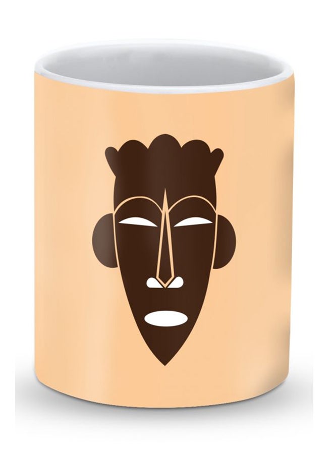 Stylizedd Premium Tribal Mask Designer Mug Beige/Brown  - Image 1