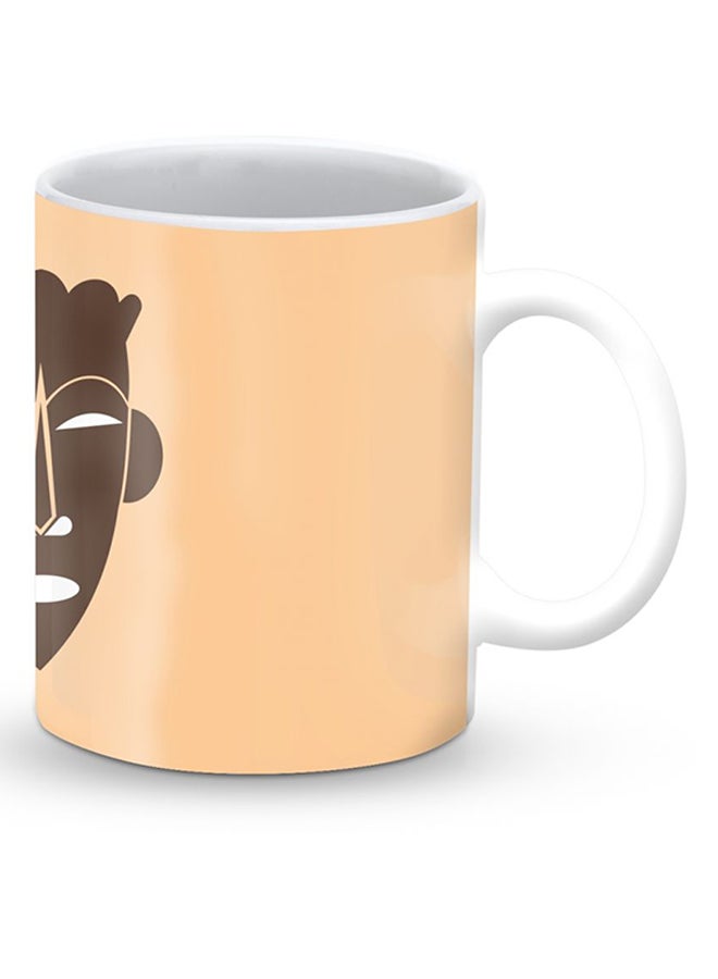 Stylizedd Premium Tribal Mask Designer Mug Beige/Brown  - Image 2