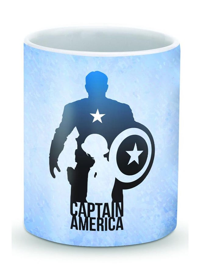 ستايلايزد قدح قهوة فاخر بتصميم ستيف روجر مقابل كابتن أميركا أزرق/ أبيض - Image 1