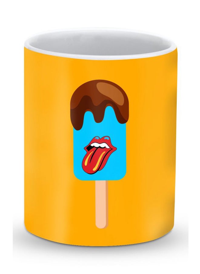 Stylizedd Premium Lick Lick Designer Mug Yellow/Blue/Brown - Image 1