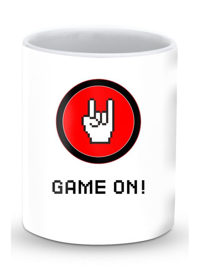 ستايلايزد قدح قهوة فاخر بتصميم جيم أون - اللعبة مستمرة أبيض/أحمر/أسود - Image 1