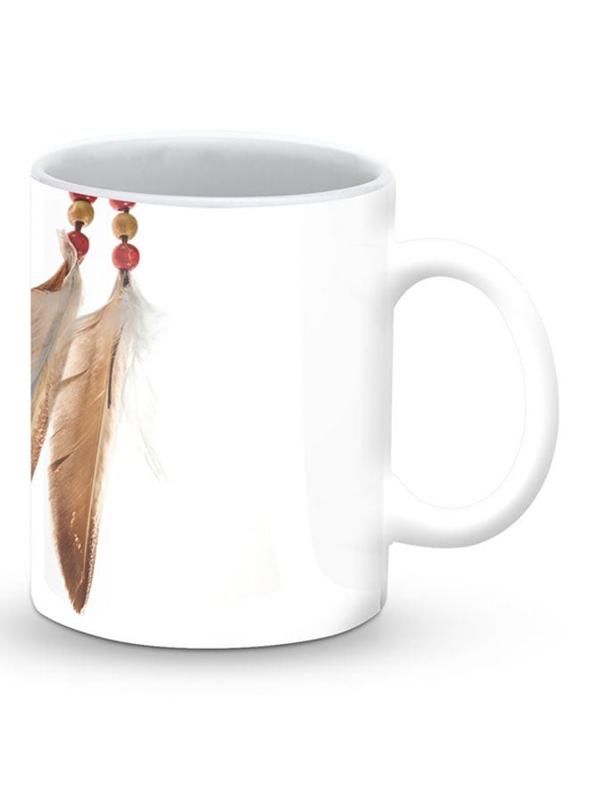 Stylizedd Premium Chief Longfeathers Designer Mug White/Beige/Red - Image 2