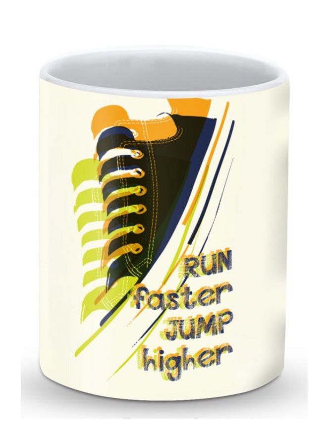 Stylizedd Premium Run Faster, Jump Higher Designer Mug White/Blue/Green - Image 1