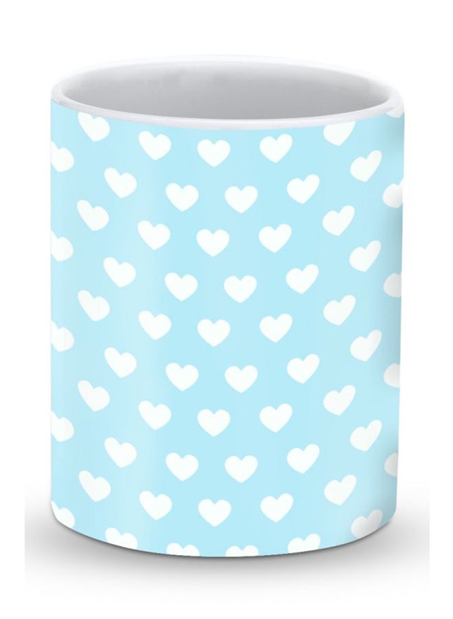 Stylizedd Premium Baby Blue Hearts Designer Mug Blue/White - Image 1