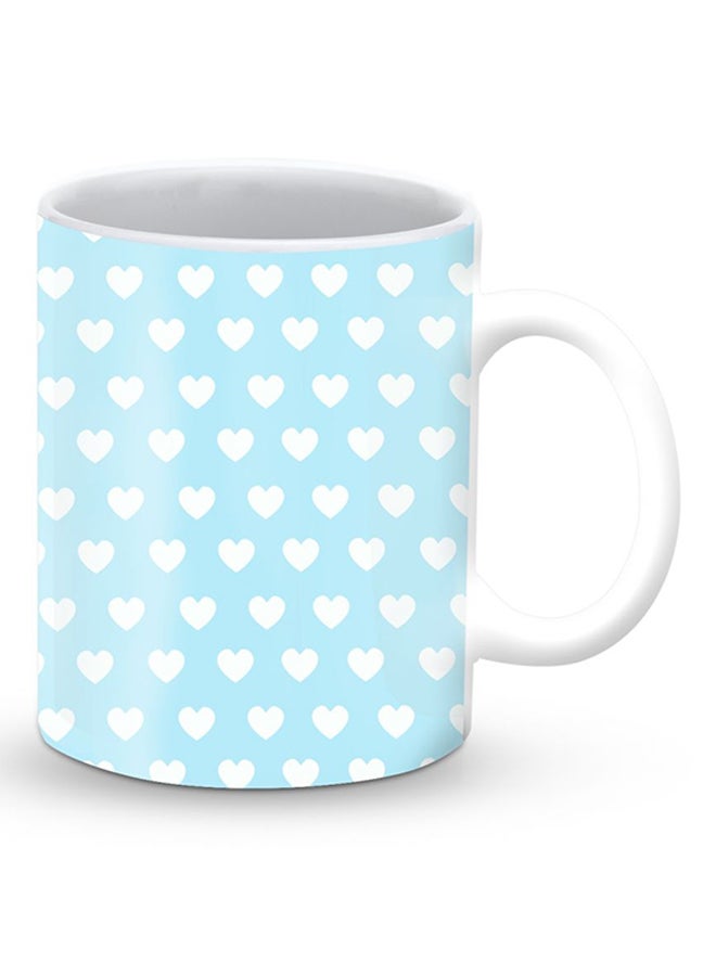 Stylizedd Premium Baby Blue Hearts Designer Mug Blue/White - Image 2