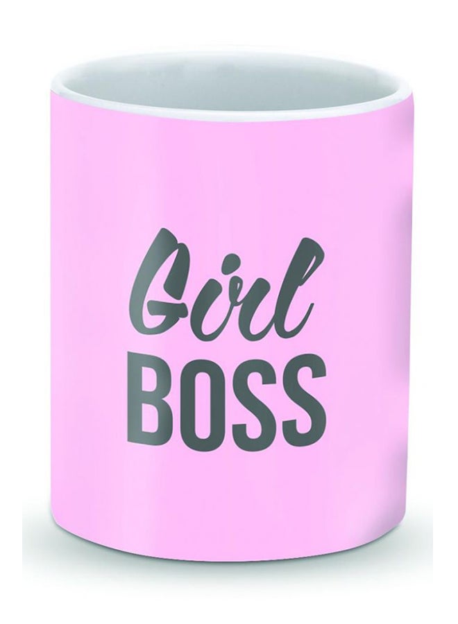Stylizedd Premium Girl Boss Designer Mug Pink/Black - Image 1