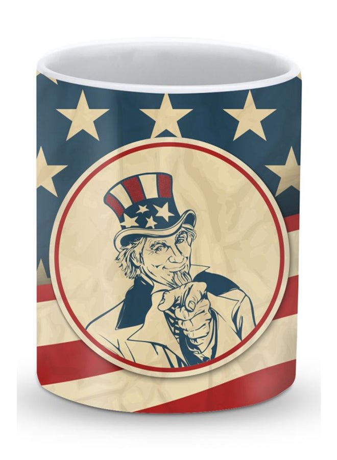 ستايلايزد قدح قهوة فاخر بتصميم وي وونت يو بيج/ أزرق/ أحمر - Image 1