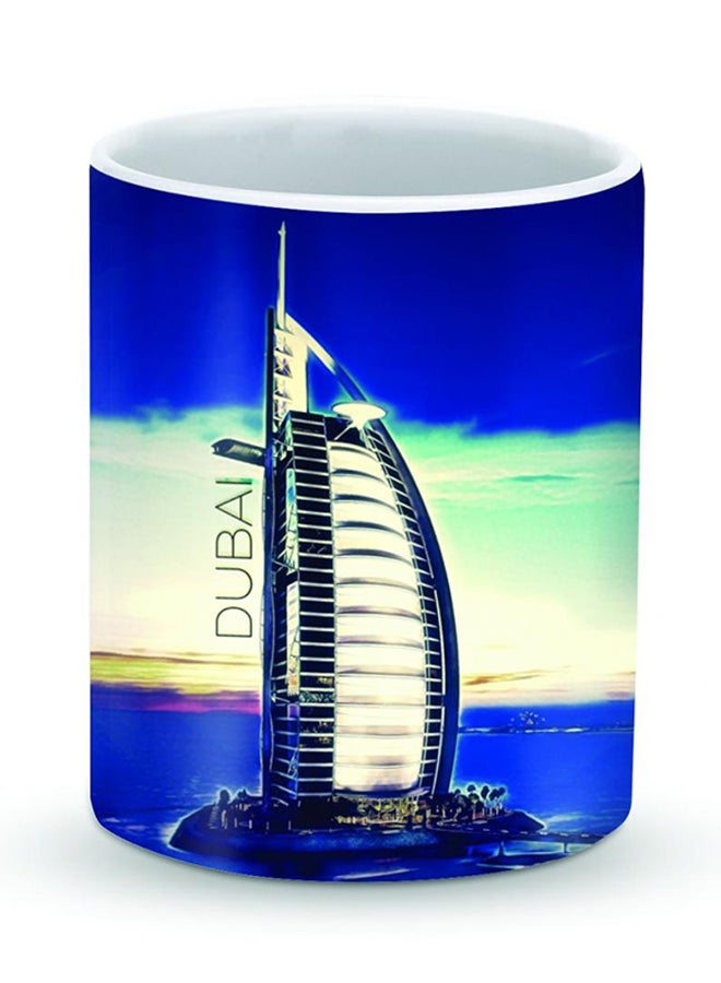 Stylizedd Premium Burj Al Arab Dubai Designer Mug Blue/White/Green - Image 1