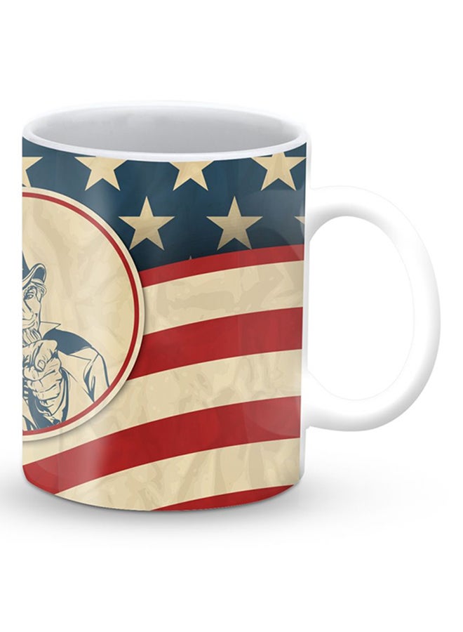 ستايلايزد قدح قهوة فاخر بتصميم وي وونت يو بيج/ أزرق/ أحمر - Image 2