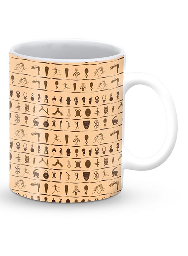 Stylizedd Premium Tribal Hieroglyphics Designer Mug Beige/Brown 325ml  - Image 2