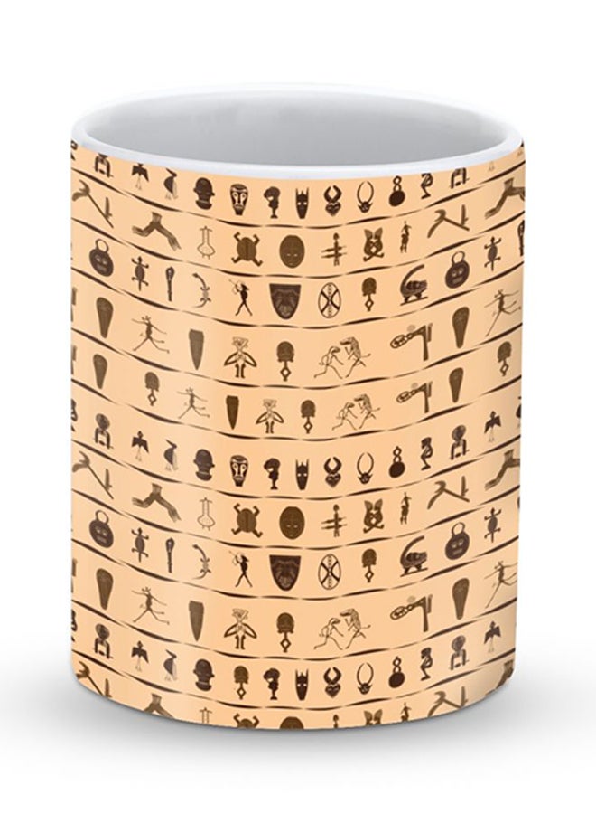 Stylizedd Premium Tribal Hieroglyphics Designer Mug Beige/Brown 325ml  - Image 1