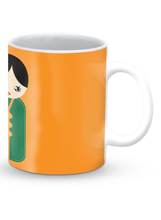 ستايلايزد قدح قهوة فاخر بتصميم الدمية اليابانية أصفر/أخضر/أسود - Image 2