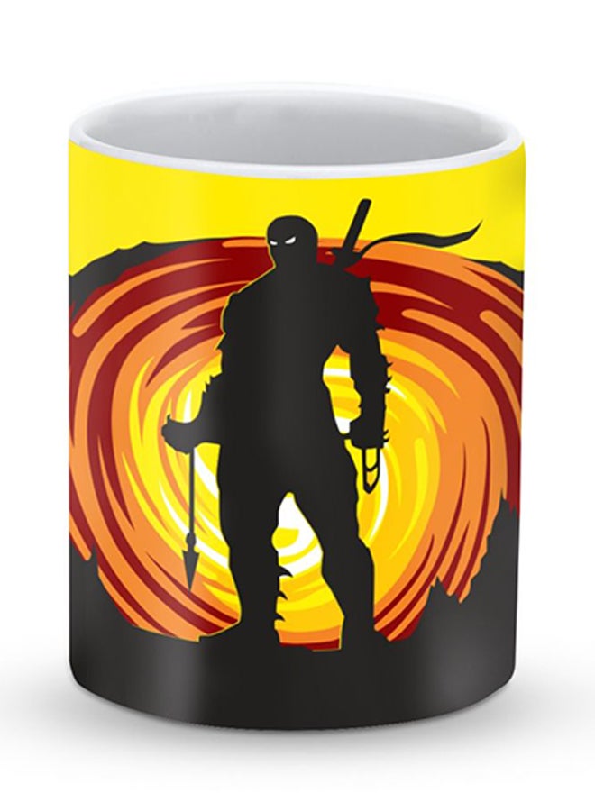 Stylizedd Premium Ninja Typhoon Designer Mug Yellow/Orange/Black - Image 1