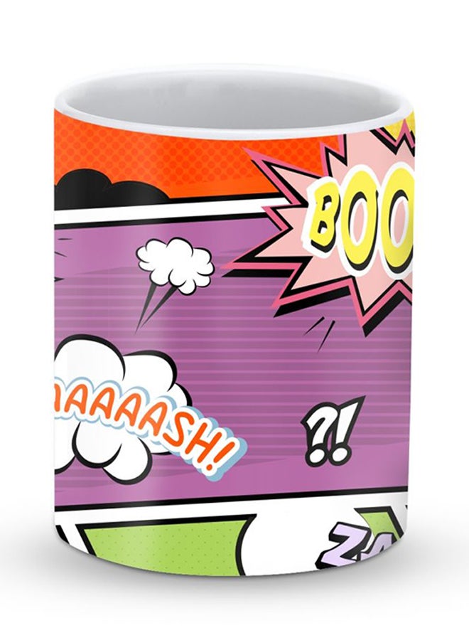 Stylizedd Premium Comic Strip Designer Mug Purple/Green/Orange - Image 1