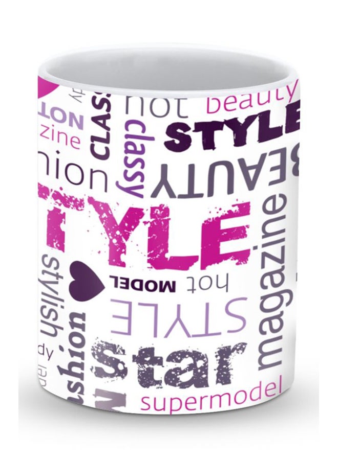 ستايلايزد قدح قهوة فاخر بتصميم بيان الأزياء أبيض/ وردي - Image 1