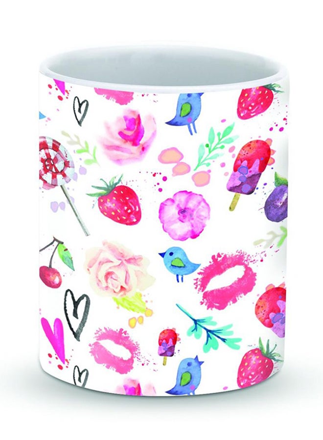 ستايلايزد قدح قهوة فاخر بتصميم سمر فيفر أبيض/ وردي - Image 1