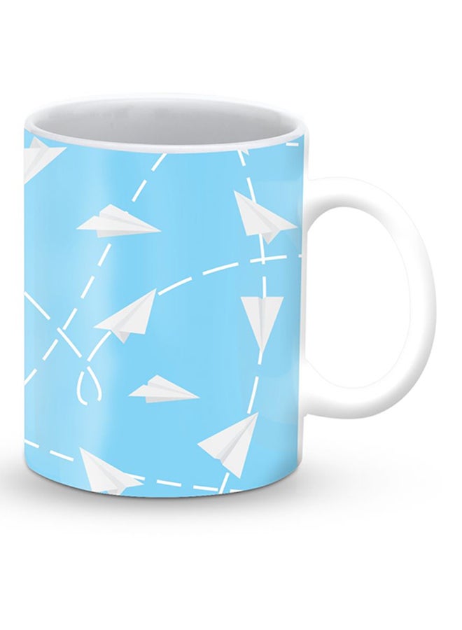 ستايلايزد قدح قهوة فاخر بتصميم الطائرات الورقية أزرق/ أبيض - Image 2