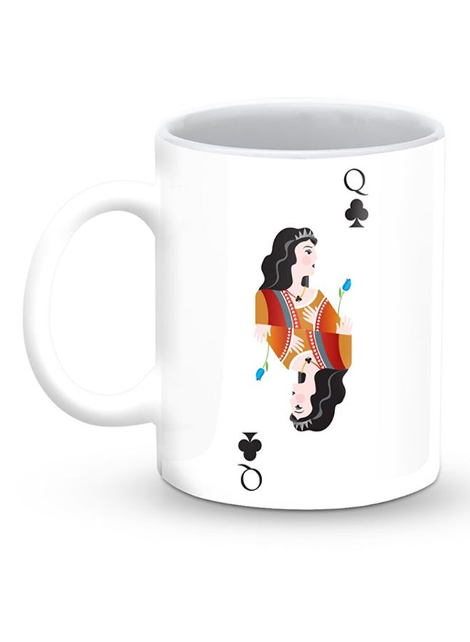 Stylizedd Premium Queen Of Clubs Designer Mug White/Black - Image 1