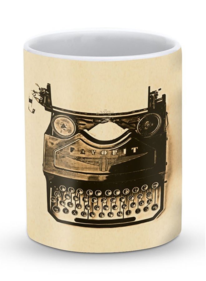 Stylizedd Premium Typewriter Designer Mug Beige/Black  - Image 1