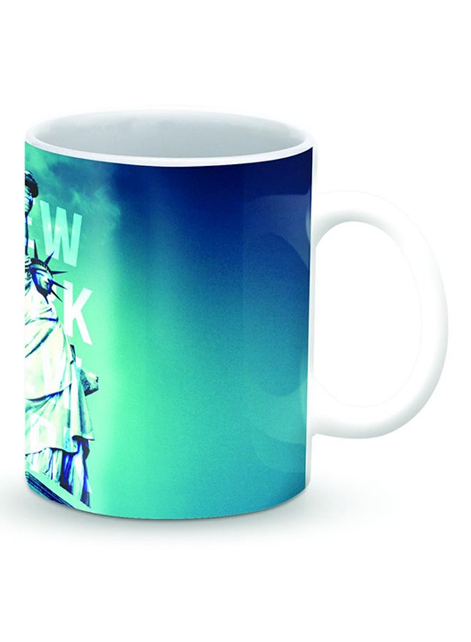 ستايلايزد قدح قهوة فاخر بتصميم نيويورك نيويورك أزرق/أخضر/أبيض 325ملليلتر - Image 2