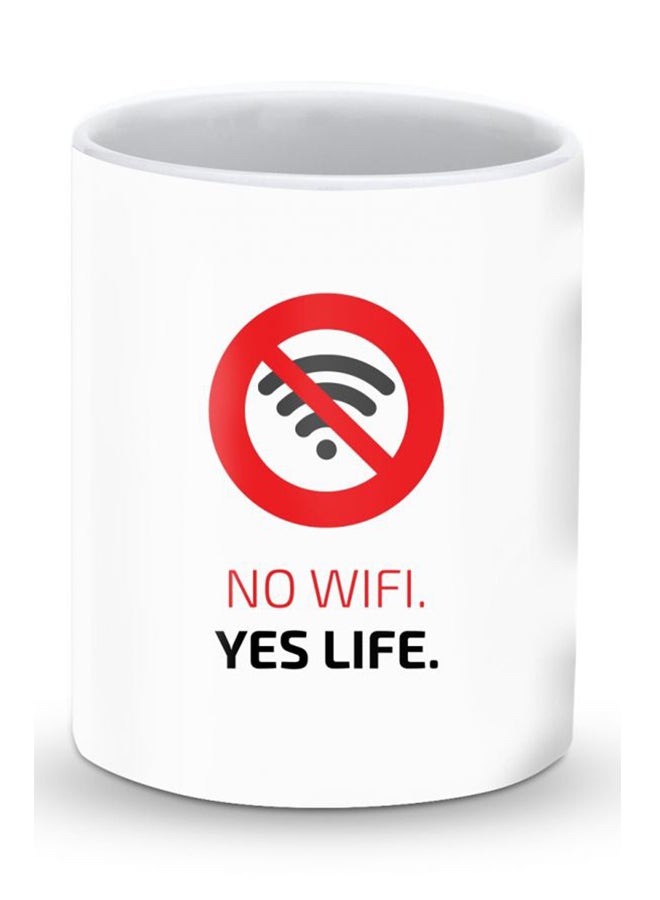 Stylizedd Premium No Wi-Fi, Yes Life Designer Mug White/Red/Black - Image 1