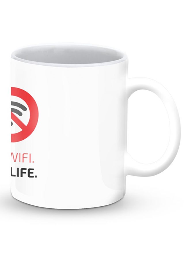 Stylizedd Premium No Wi-Fi, Yes Life Designer Mug White/Red/Black - Image 2