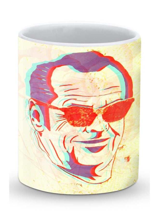 ستايلايزد قدح قهوة فاخر بتصميم شايننج جلاسيز أصفر/أحمر - Image 1