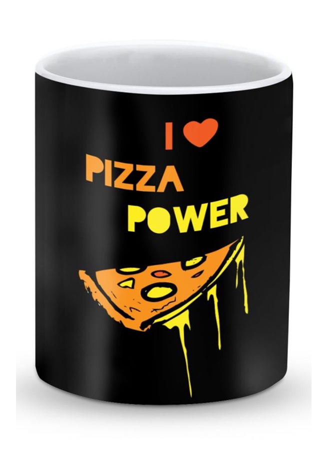 Stylizedd Premium I Love Pizza Designer Mug Black/Yellow/Brown - Image 1