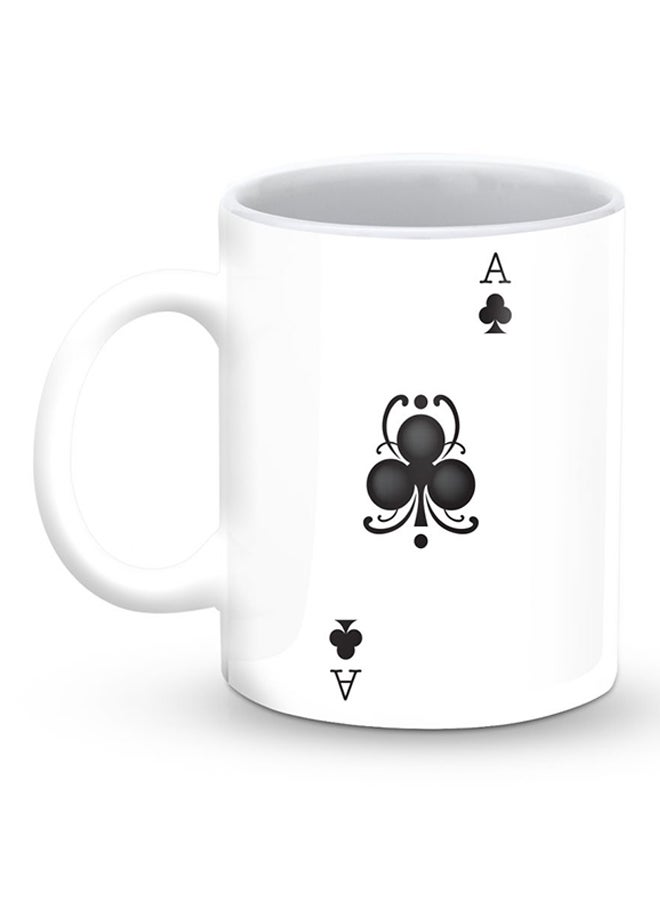 Stylizedd Premium Ace Of Clubs Designer Mug White/Black - Image 1