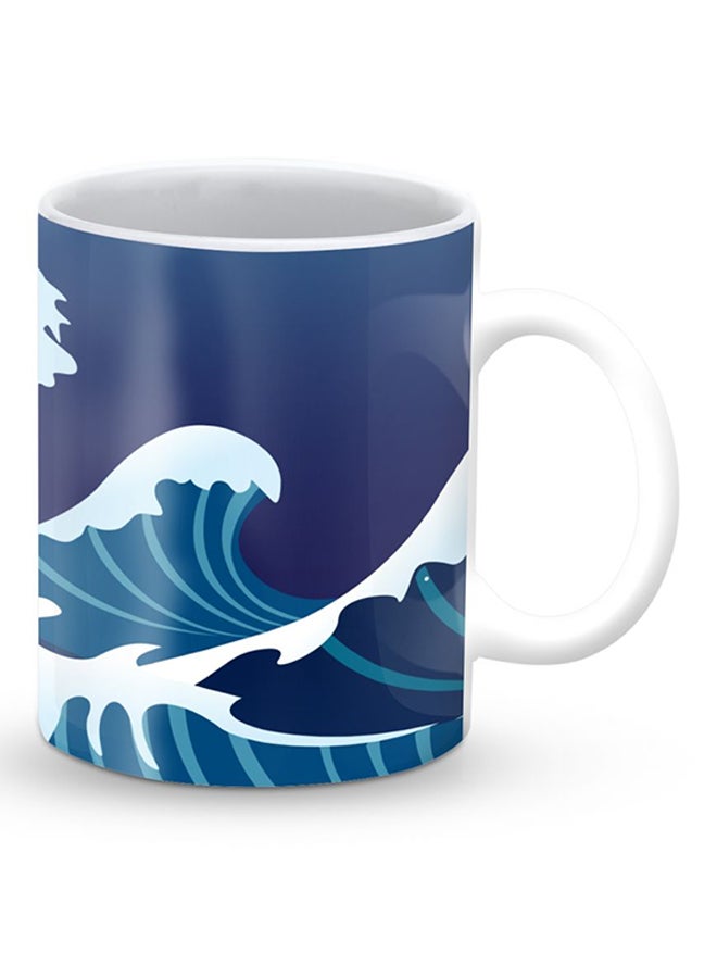 ستايلايزد قدح قهوة فاخر بتصميم البحر الياباني أزرق/ أبيض - Image 2