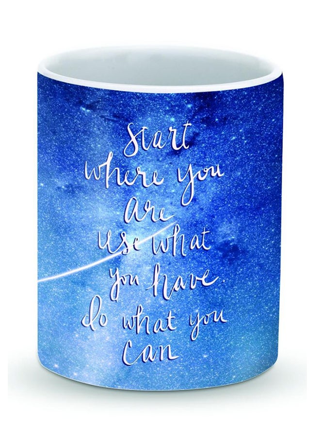 Stylizedd Premium Start, Use, Do Designer Mug White/Blue - Image 1