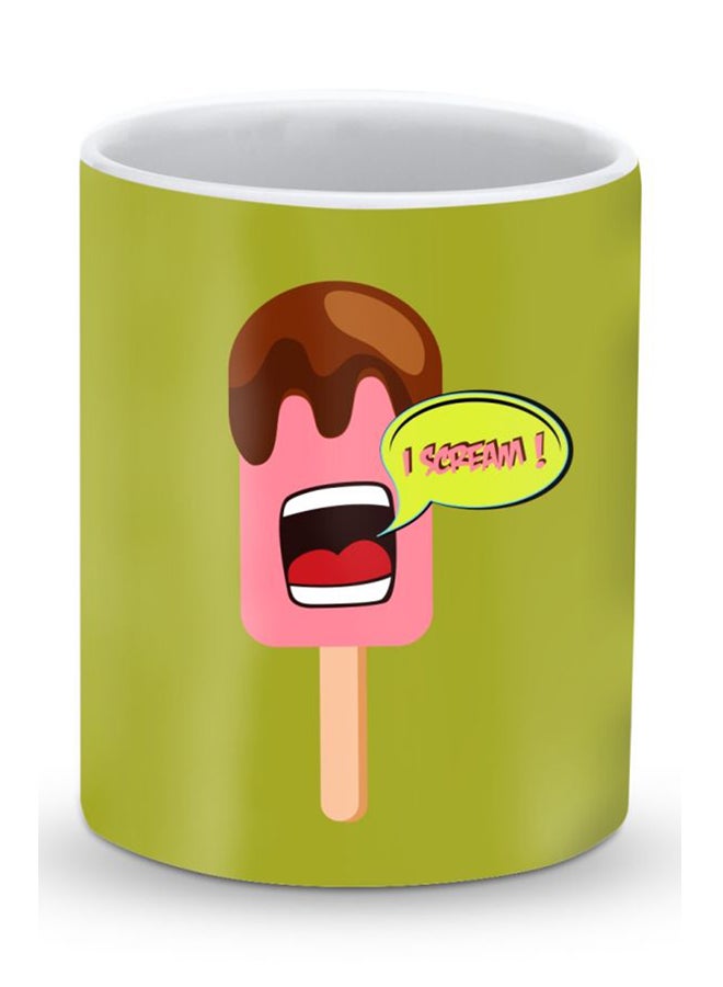 Stylizedd Premium I Scream Designer Mug Green/Pink - Image 1