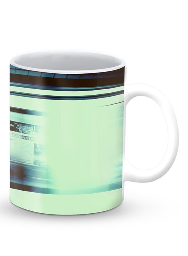 Stylizedd Premium Blurry Station Designer Mug Green/Blue - Image 2
