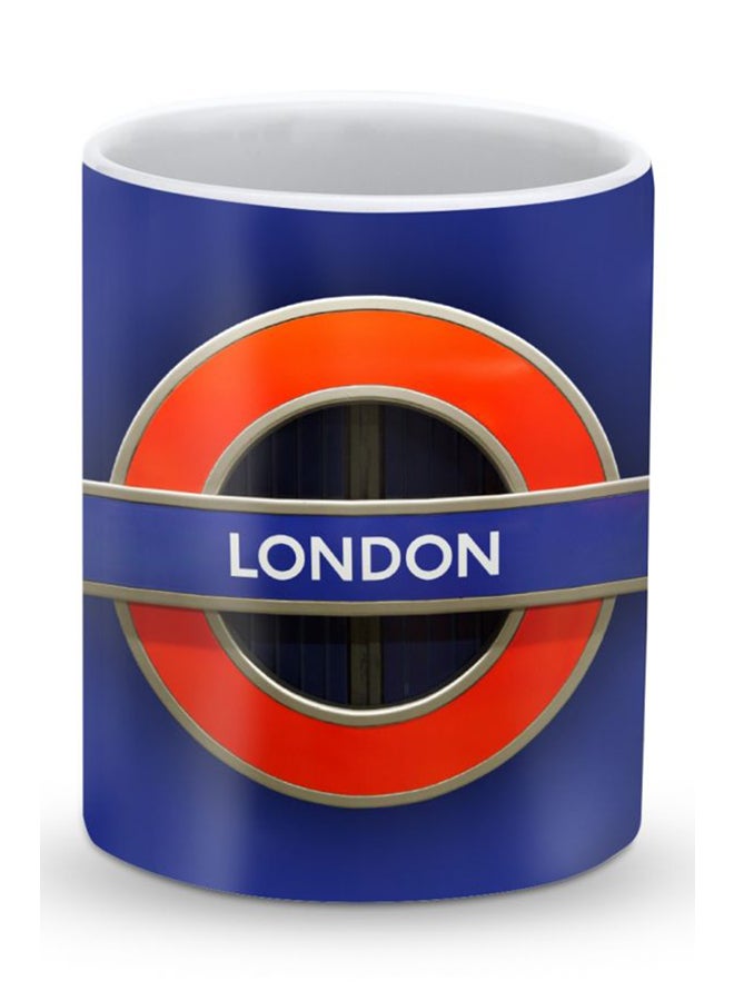 Stylizedd Premium Mind The Gap Designer Mug Blue/Red - Image 1