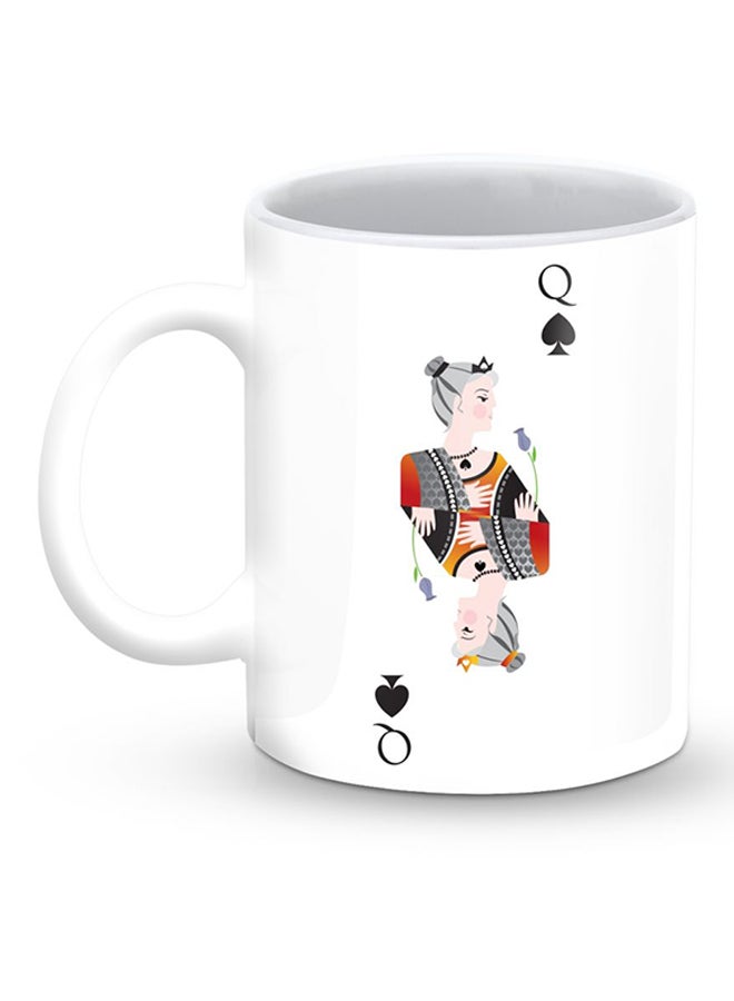 Stylizedd Premium Queen Of Spades Designer Mug White/Black - Image 1