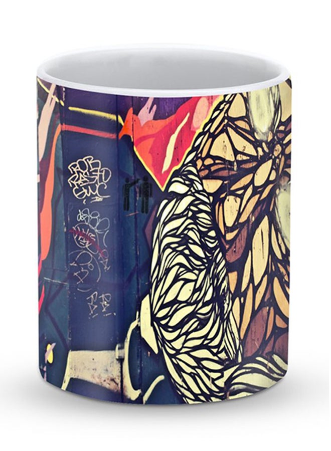 Stylizedd Premium Wise Graffitti Designer Mug Black/Beige/Red - Image 1