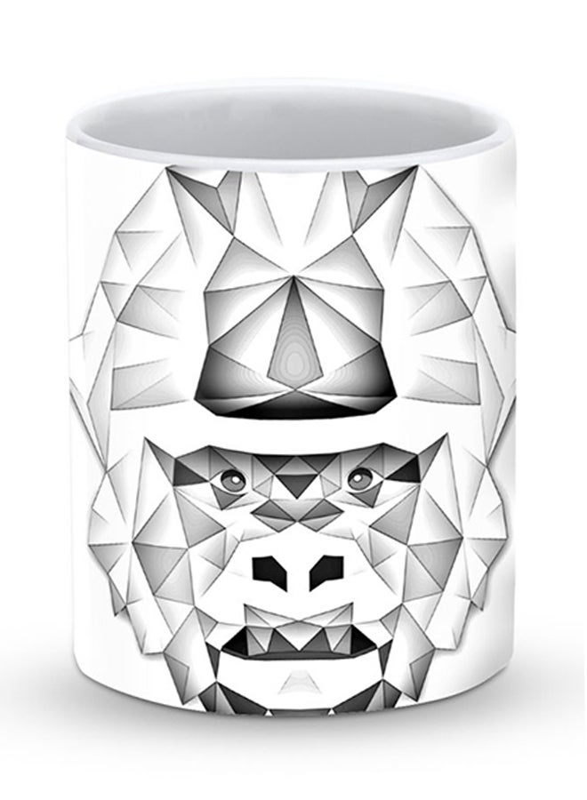 ستايلايزد قدح قهوة فاخر بتصميم القرد بولي أبيض/رمادي - Image 1