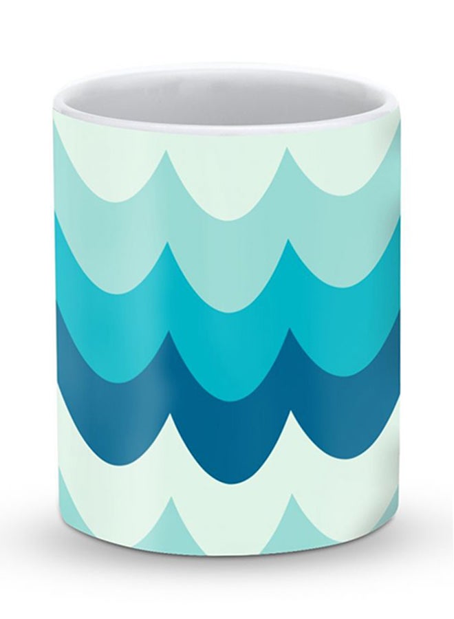 Stylizedd Premium Wavy Waves Designer Mug Blue/Beige - Image 1