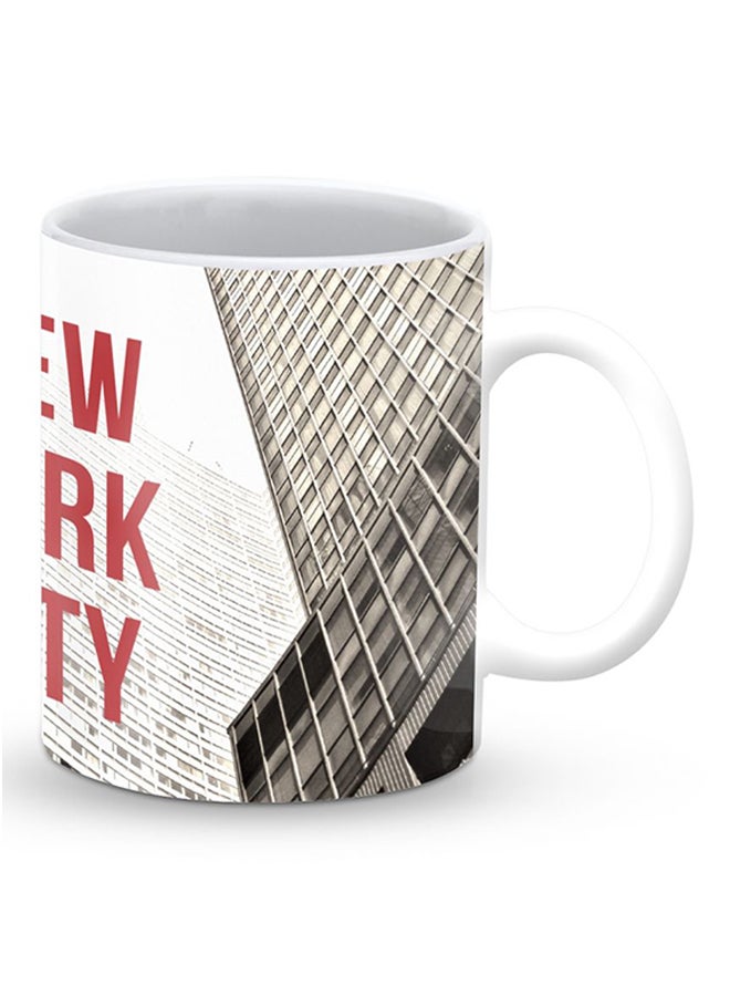 Stylizedd Premium New York Skyscraper Designer Mug White/Red - Image 2