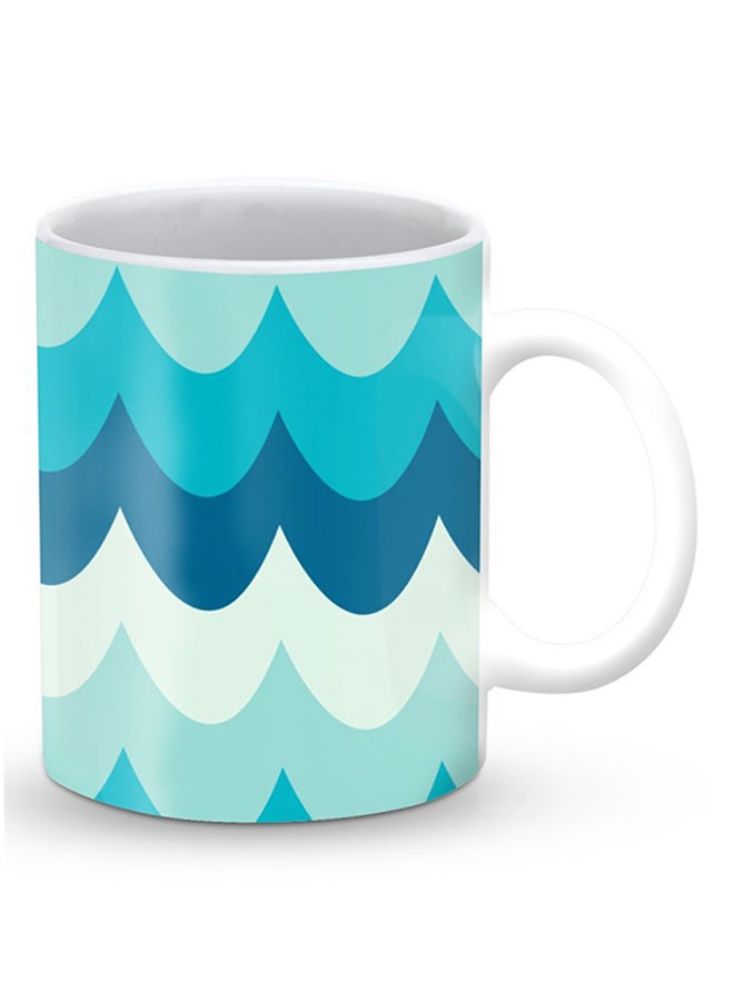 Stylizedd Premium Wavy Waves Designer Mug Blue/Beige - Image 2