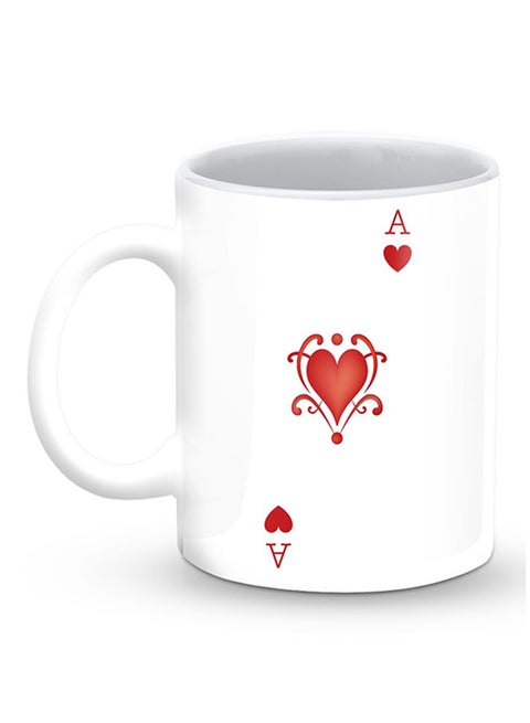 Premium Ace Of Hearts Designer Mug White/Red