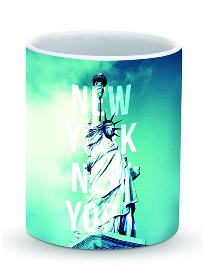 ستايلايزد قدح قهوة فاخر بتصميم نيويورك نيويورك أزرق/أخضر/أبيض 325ملليلتر - Image 1
