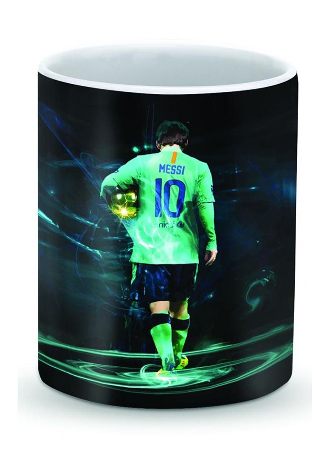 Stylizedd Premium Golden Messi Designer Mug Black/Green/Blue 325ml  - Image 1