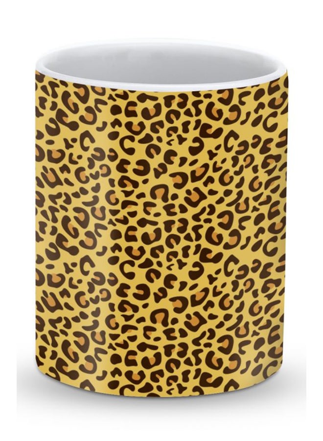 ستايلايزد قدح قهوة فاخر بتصميم شكل جلد الفهد أصفر/أسود - Image 1