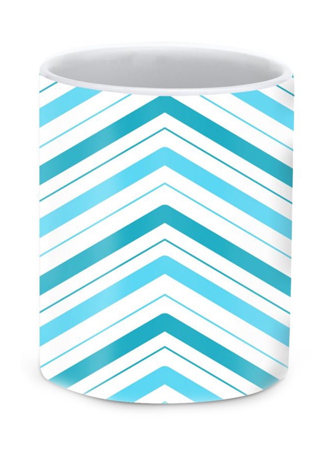 ستايلايزد قدح قهوة فاخر بتصميم الطريق الوحيدة هي لأعلى أبيض/أزرق - Image 1