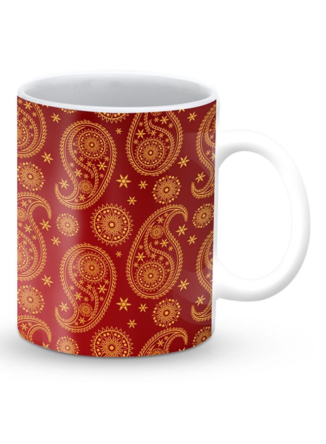 ستايلايزد قدح قهوة فاخر بتصميم عروس هندية أحمر/أصفر - Image 2