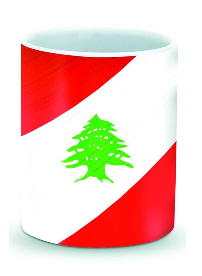 ستايلايزد قدح قهوة فاخر بتصميم علم لبنان أخضر/ أبيض/ أحمر 325ملليلتر - Image 1