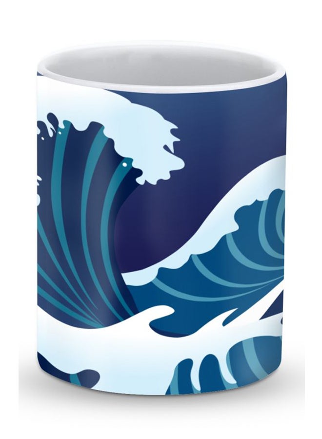 ستايلايزد قدح قهوة فاخر بتصميم البحر الياباني أزرق/ أبيض - Image 1