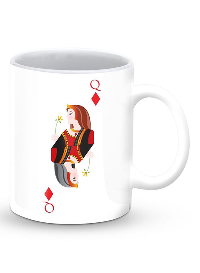Stylizedd Premium Queen Of Diamonds Designer Mug White/Red - Image 2
